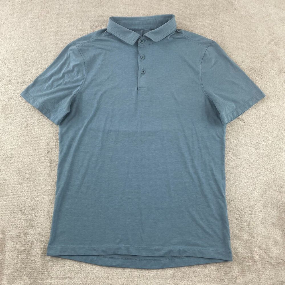Lululemon Polo ‎ Shirt Men Medium River Blue Evolution Golf Performance Stretch